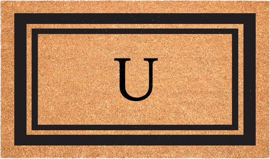 Calloway Mills 152961830U Black Border 18" x 30" Monogram Doormat, (Letter U)