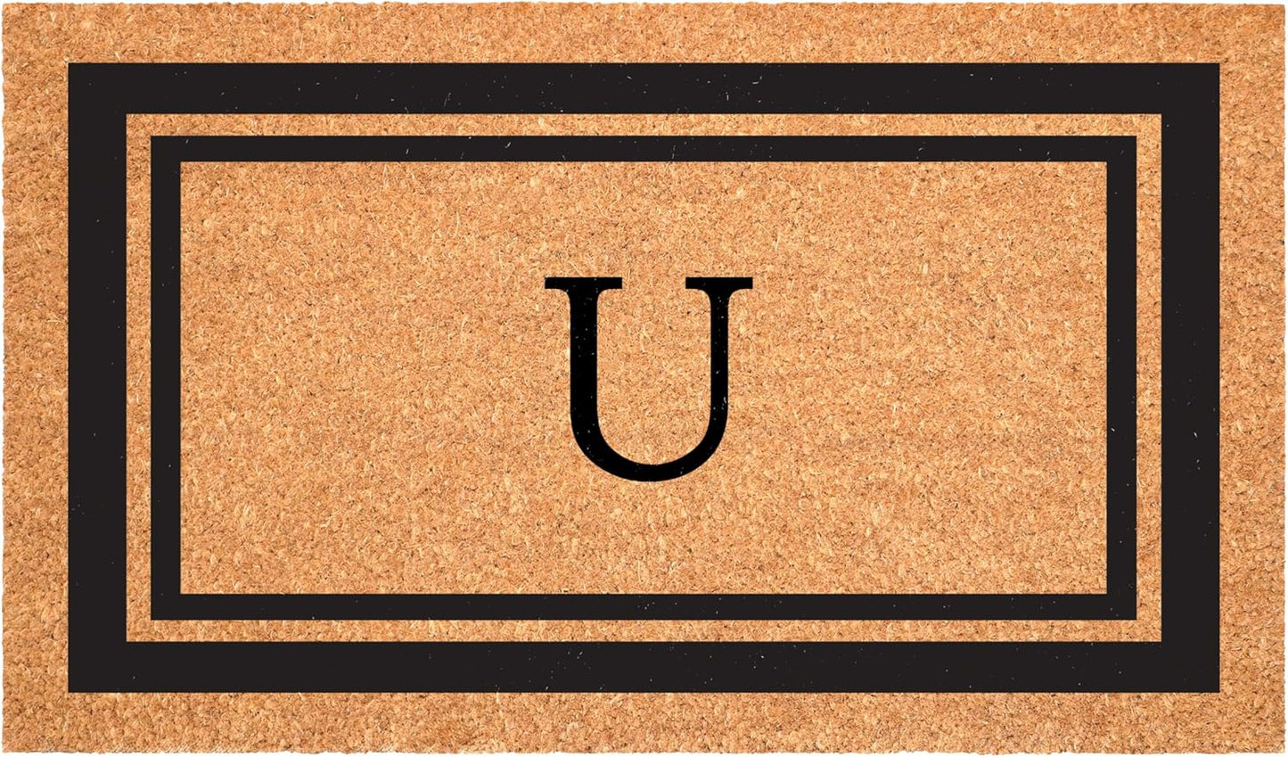 Calloway Mills 152963048U Black Border 30" x 48" Monogram Doormat Letter (U)