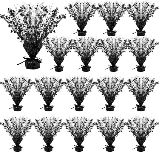 Crowye 18 Pieces Metallic Foil Spray Centerpiece Party Star Table Decoration Burst Metallic Table Centerpieces for Birthday Party Season Holiday(Black)