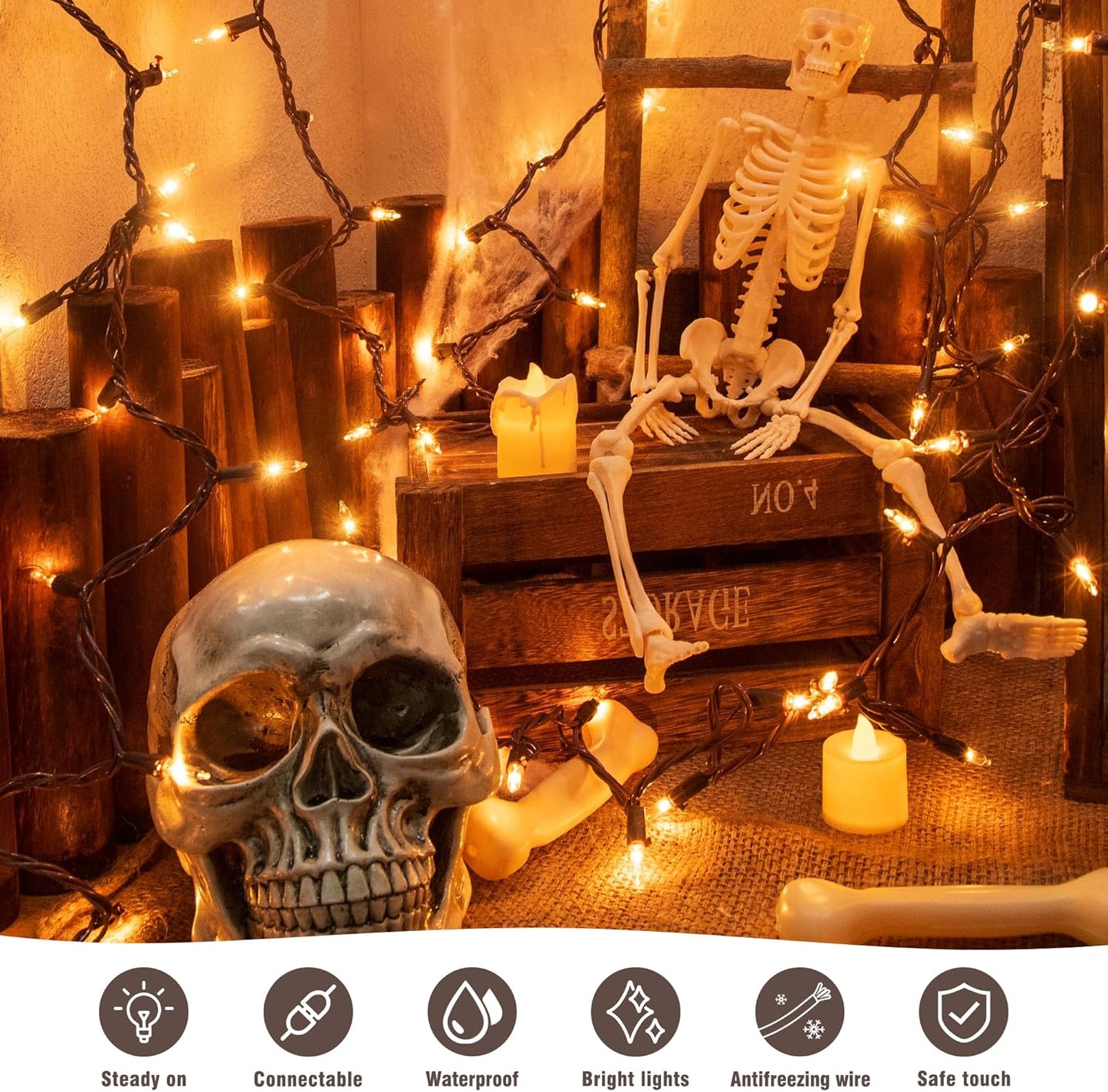 YOUNGAR 13FT 50 Clear Christmas Lights Outdoor, UL Approved Christmas Tree Lights with Brown Wire, Incandescent Mini Light Plug in for Indoor Outdoor Tree Patio Garden Xmas Decor