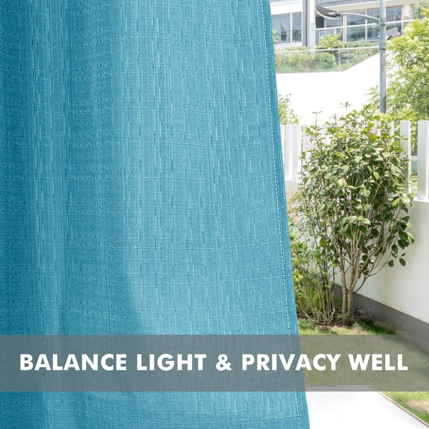 HolidayIdeas 4 Panels Linen Outdoor Curtains for Patio Waterproof-Teal Outside Curtains 54"x 84"-Indoor/Outdoor Curtains Weatherproof, Privacy for Pergola, Porch, Gazebo, Living Room, Backyard