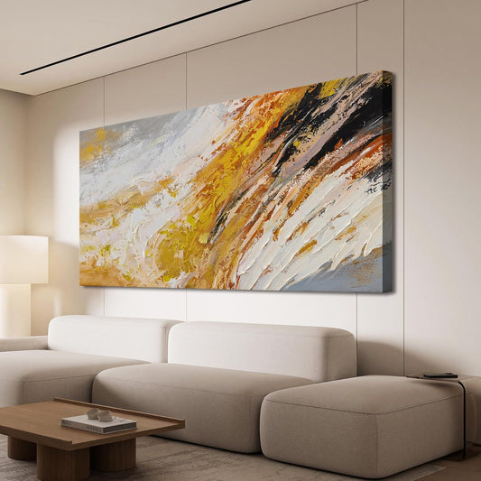 Canvas Wall Art Decor Wall Art Pictures for Living Room Modern Large Wall Art Canvas Art Wall Decor Black and White Abstract Wall Art Prints Large Gold Artwork for Walls Home Office Decor 29" X 58"