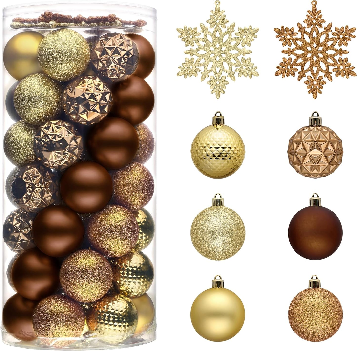 Valery Madelyn Christmas Tree Decorations Ornament Set for Fall Halloween, 50ct 2 Inches Bronze Copper Gold Shatterproof Christmas Ball Ornaments Hanging Xmas Holiday Party Decor