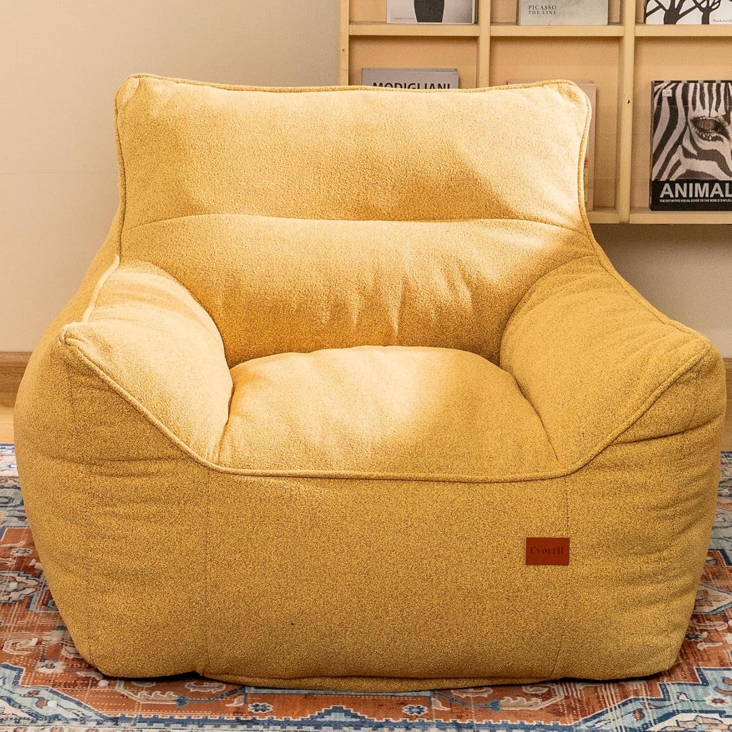 Bean Bag Chair for Adults, Comfy Tufted Bean Bag Chair Sofa with Armrests, Lazy Beanbag Chair with Foam Filler Stuffed Bean Bag Couch Sofa for Reading in Bedroom, Living Room and Dorms