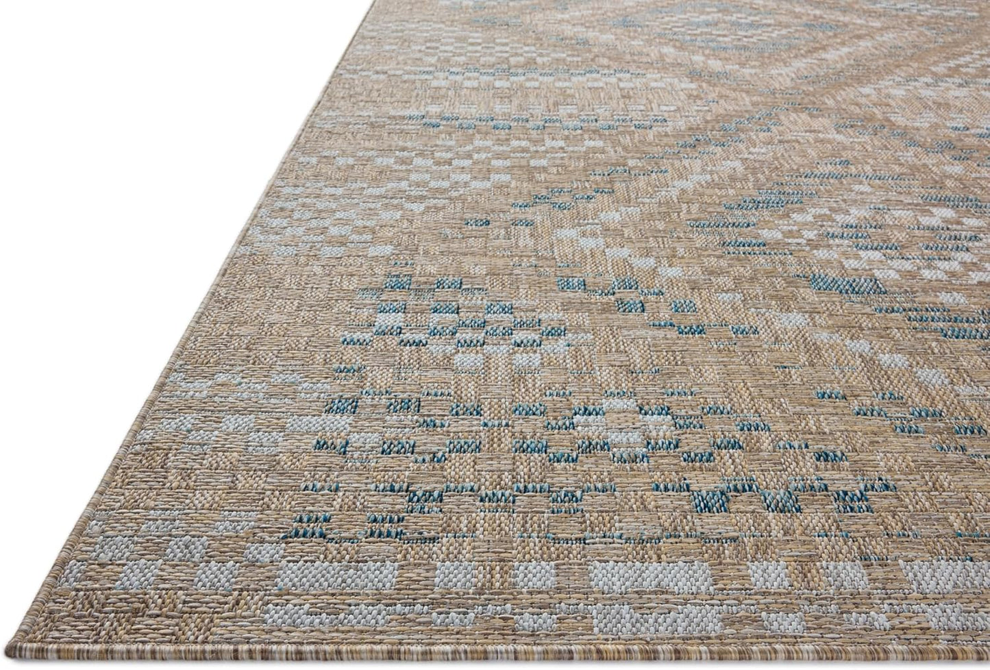 Loloi Amber Lewis Topanga Collection TOP-04 Natural/Aqua 3'-11" x 5'-11" Indoor/Outdoor Accent Rug