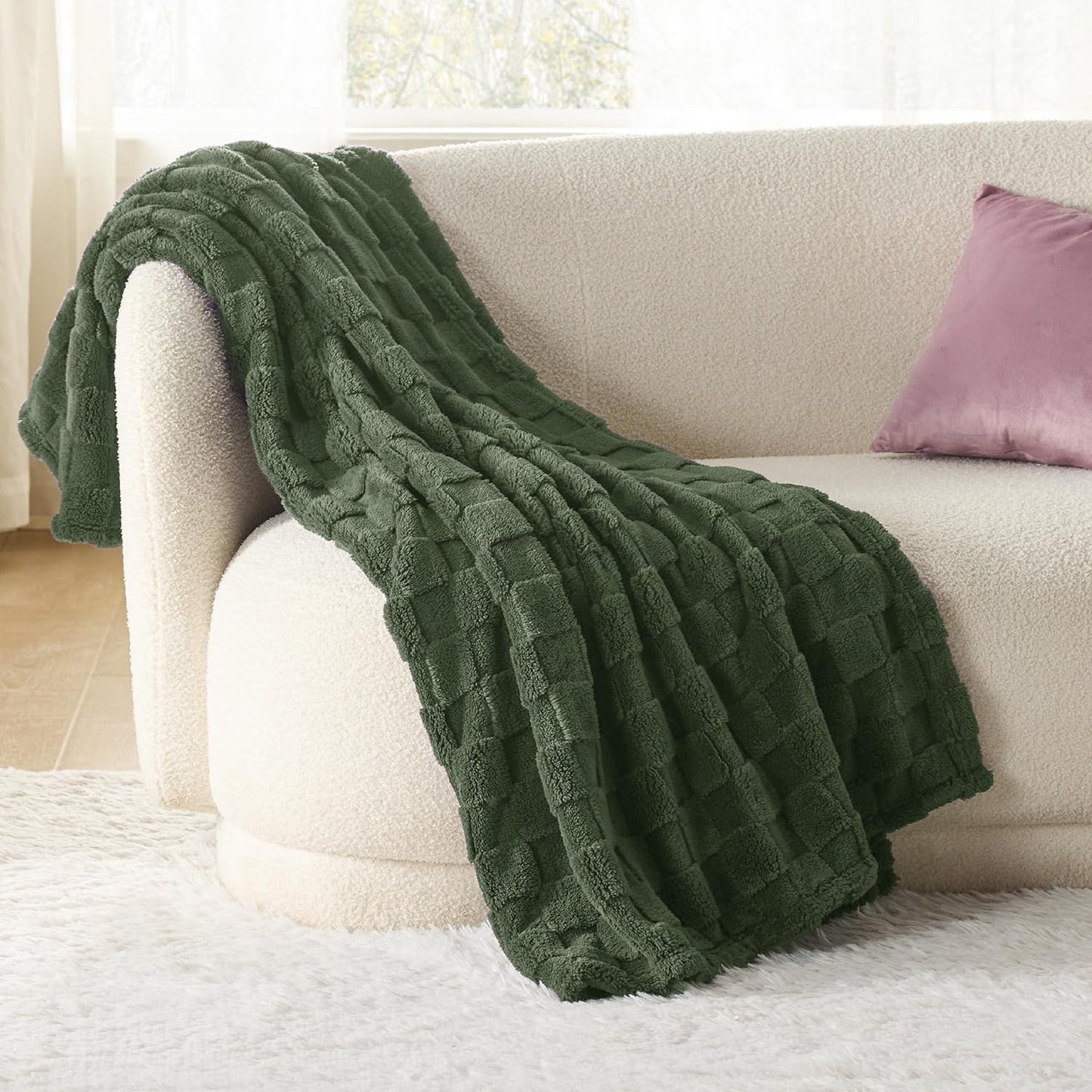Bedsure GentleSoft Dark Green Throw Blanket for Couch - Super Soft Cozy Blankets Gifts for Women Men Girls, Cute Small Fleece Throws for Bedroom Home Decor, 50x70 Inches