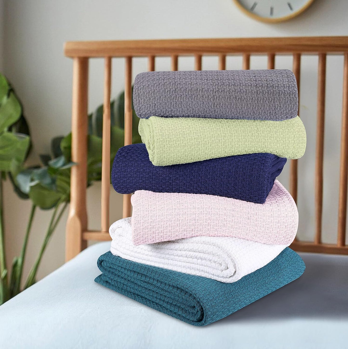 BELIZZI HOME 100 Cotton Bed Blanket, Breathable Bed Blanket Twin Size, Cotton Thermal Blankets Twin, Perfect for Layering Any Bed for All Season, Baby Pink