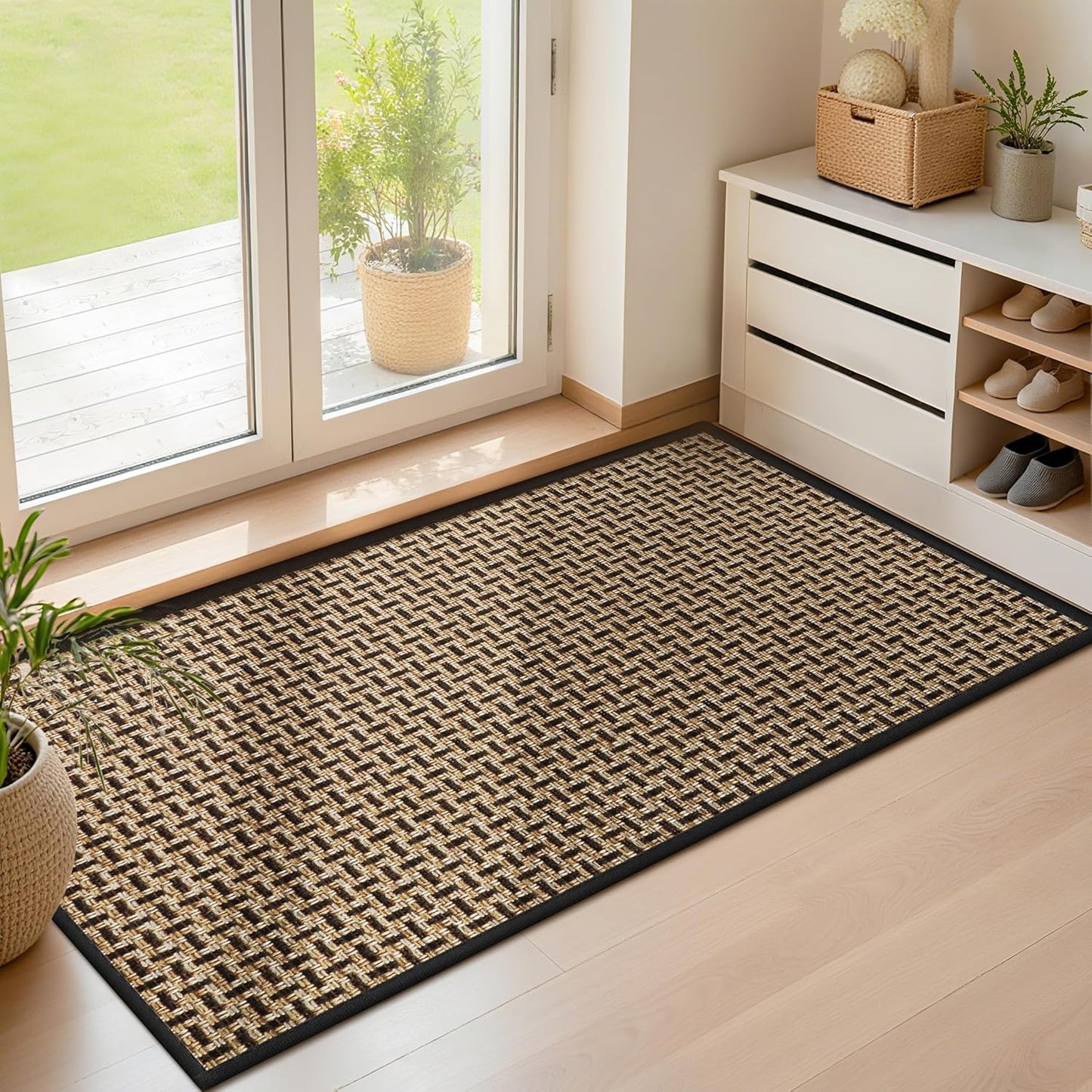 LEKEEPGO Door Mat Indoor Entrance 24"x47", Absorbent Indoor Door Mat Large, Non Slip Rubber Backing Inside Door Mats, Washable Floor Mat, Low-Profile Doormat for Front Door, Entryway, Entrance, Black