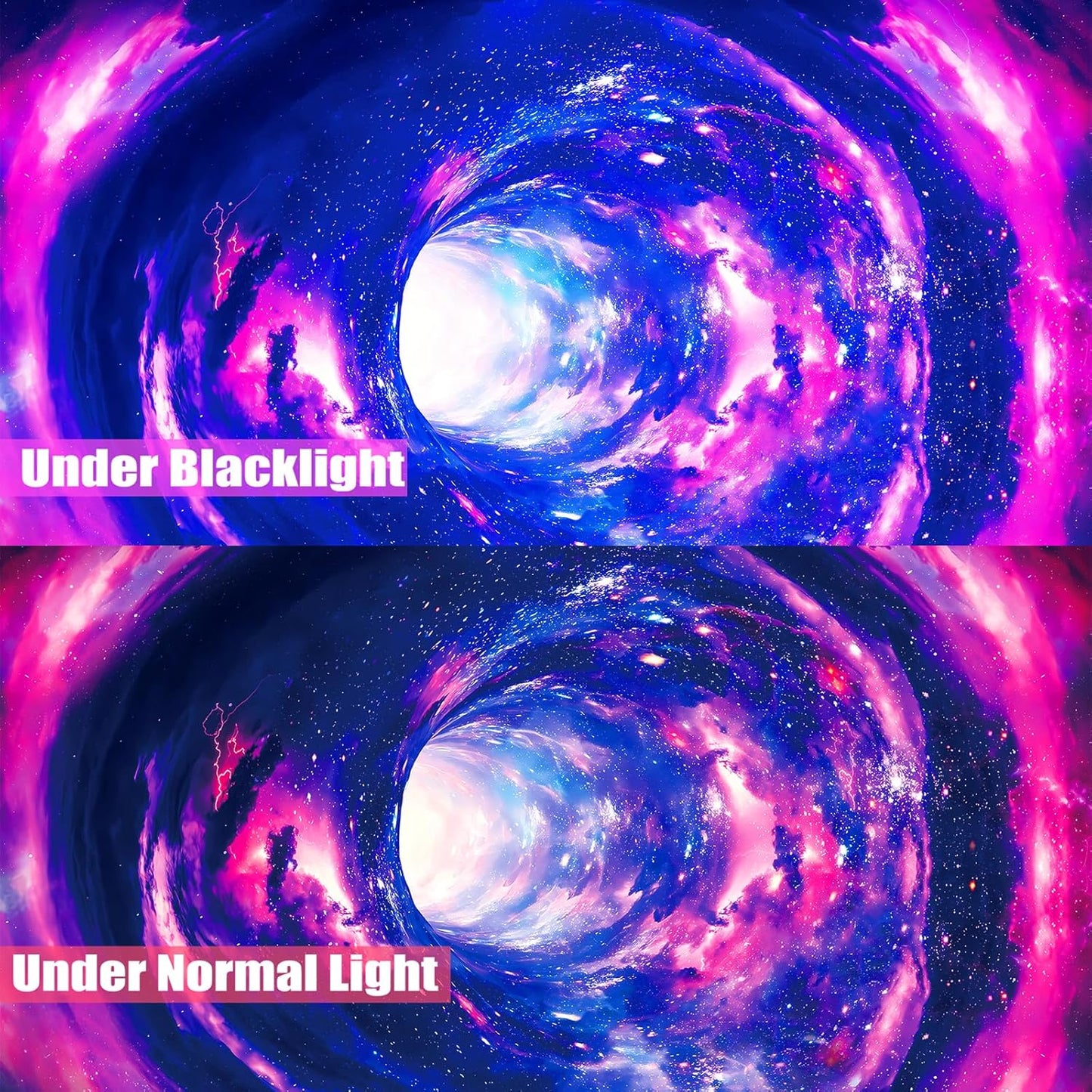 Atrippy Blacklight Galaxy 3D Tapestry for Bedroom, Glow in the Dark Space Room Decor Wall Hanging, UV Reactive Vortex Tapestries Backdrop Posters for Living Gamer Room Dorm Office 51x60 Inches