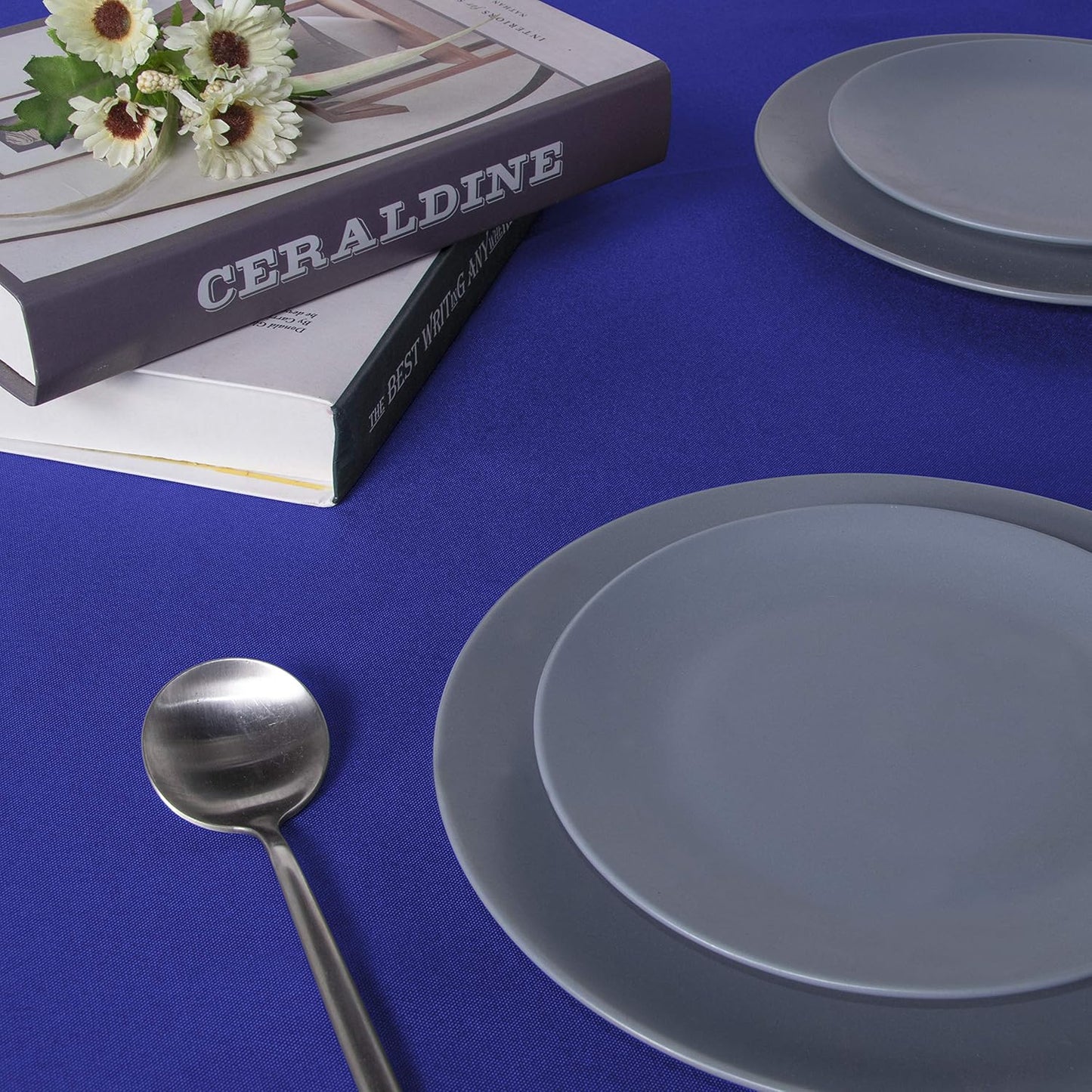 sancua Rectangle Tablecloth - 54 x 108 Inch - Stain and Wrinkle Resistant Washable Polyester Table Cloth, Decorative Fabric Table Cover for Dining Tables, Buffet Parties and Camping, Blue