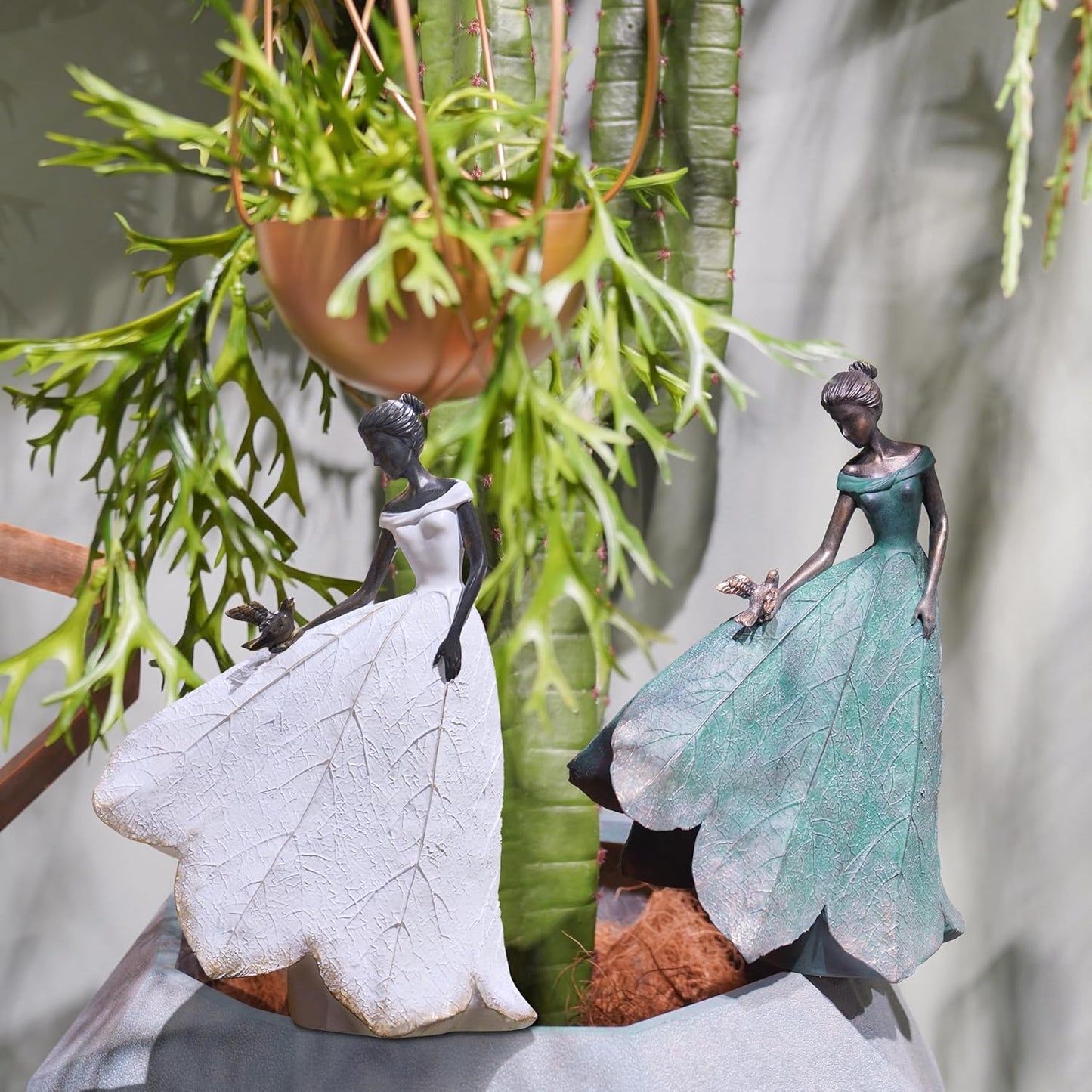 Guichifun Fairy Statue Collection Home Decoration - Leaf Angel Girls Resin Home Garden Decor for Outside or Inside Rustic Fairy Garden Outdoor Yard Figurines Gifts for Women 8.5 x 5.25 x 12 Inch