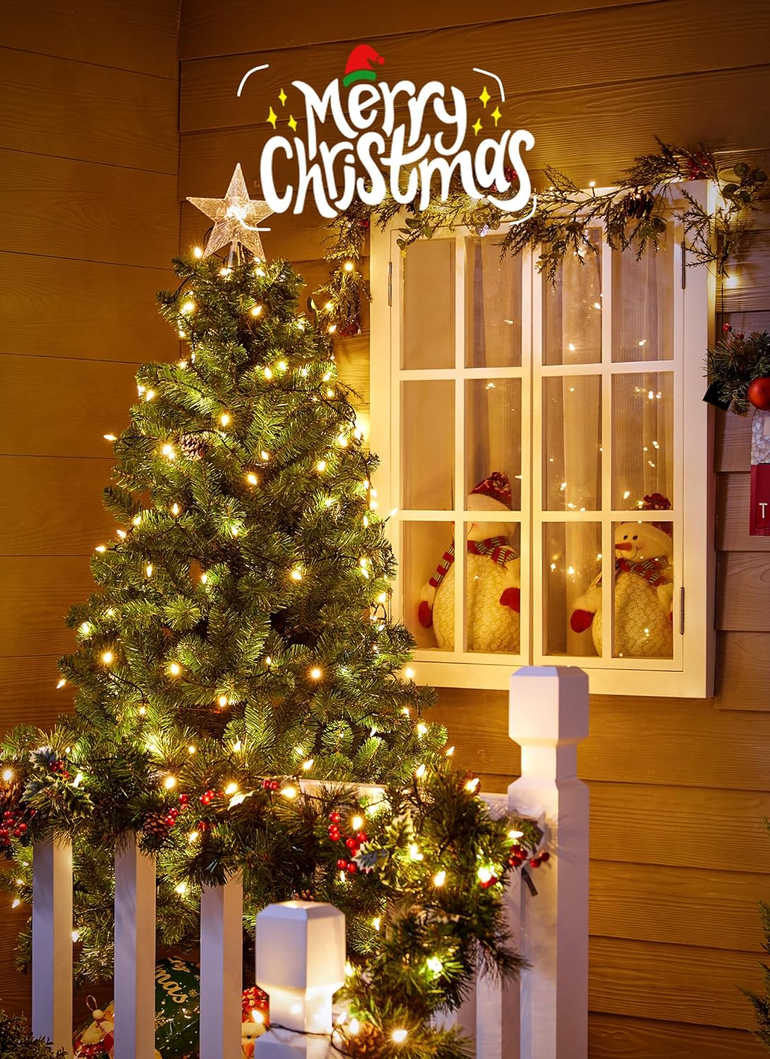 LED Christmas Mini Lights, 39 Feet 100 LED Clear Bulbs String Lights with 8 Light Modes, Connectable Fairy Lights Plug in for Outdoor Xmas Trees Garland Wreath Holiday Decorations, Warm White