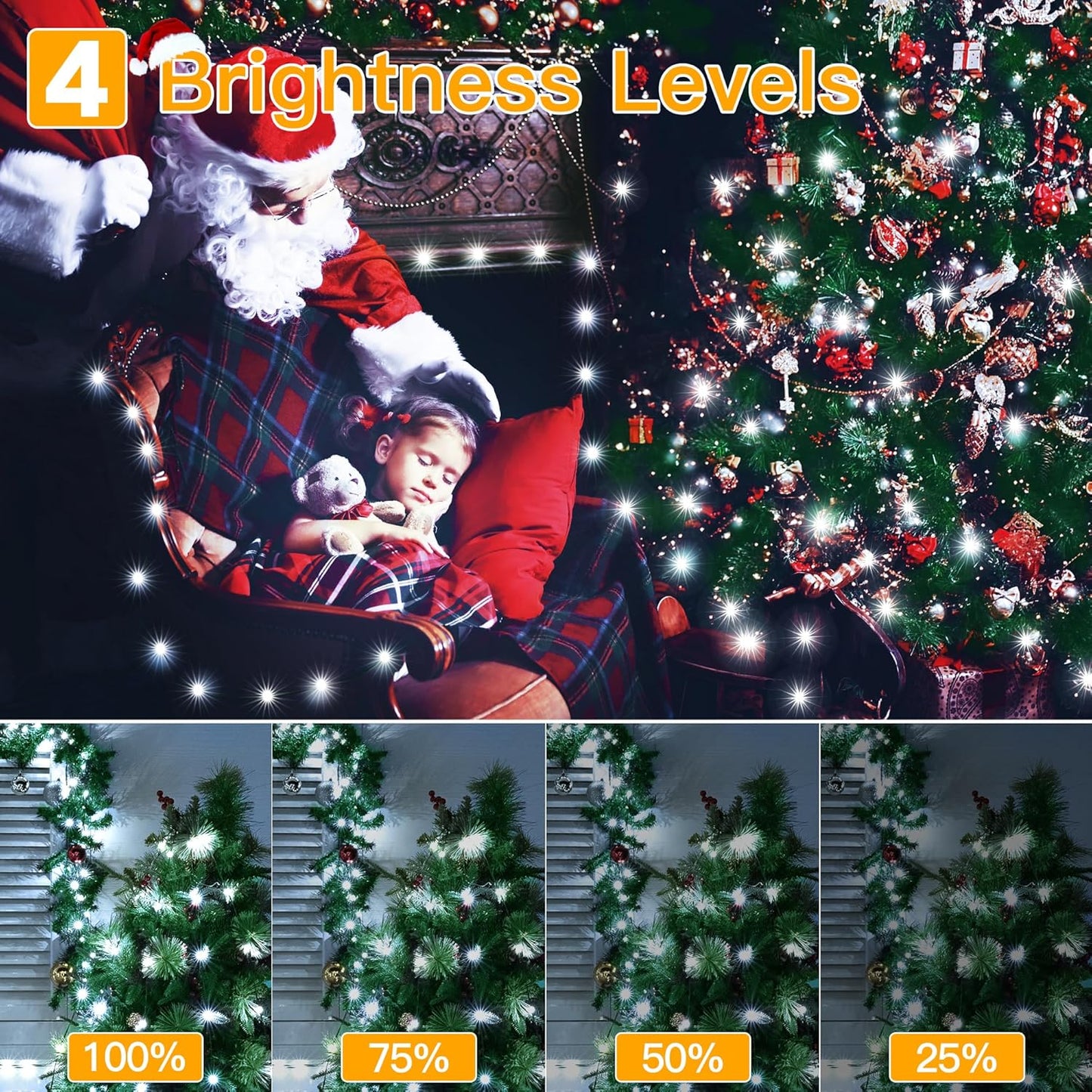 Ollny Christmas Lights 800 LED 262 FT Plug in, IP67 Waterproof Green Wire Outdoor Christmas Lights with Remote, 8 Modes and Timer Christmas Tree Light for House Indoor Xmas Decorations (Cool White)