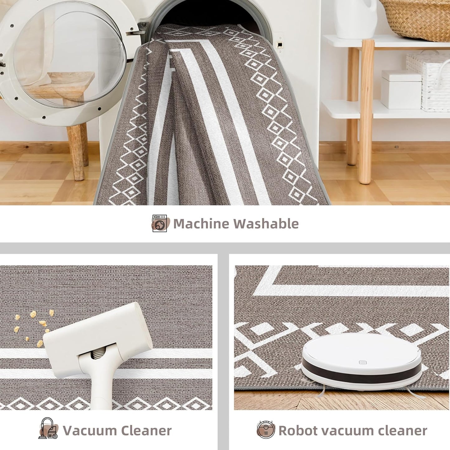 Outdoor Patio Rug, Outside Rectangular Carpet, Moroccan Geometric Rugs, Washable Large Indoor Outdoor Rug 8x10 Mats for RV, Picnic, Backyard, Deck, Balcony, Porch, Beach