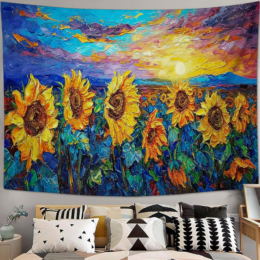 yowecso Sunflower Tapestry Sunset Flower Field Tapestry Wall Hanging for Bedroom Sunflower Tapestries Aesthetic Wall Decor for Home Dorm Living Room 40"x60"