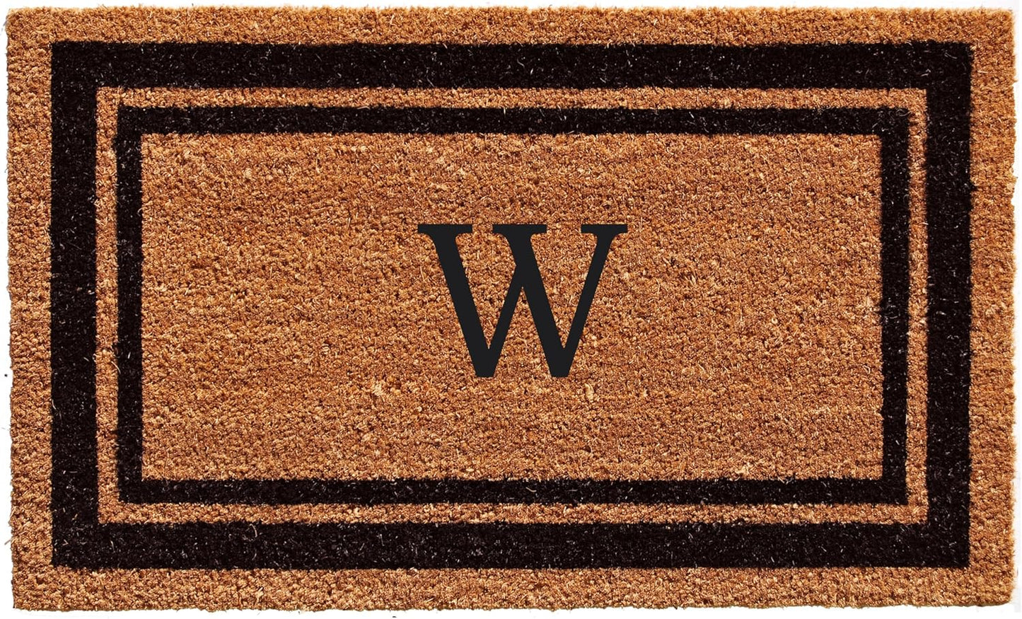 Calloway Mills 152963672W Black Border 36" x 72" Monogram Doormat Letter (W)