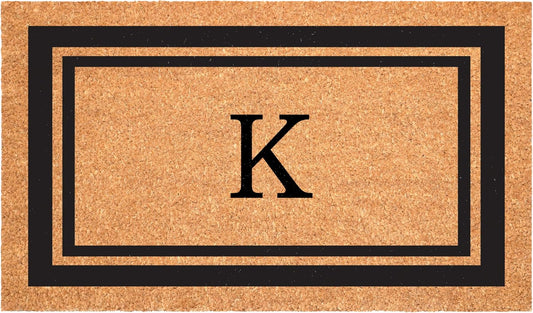 Calloway Mills 152963048K Black Border 30" x 48" Monogram Doormat Letter (K)