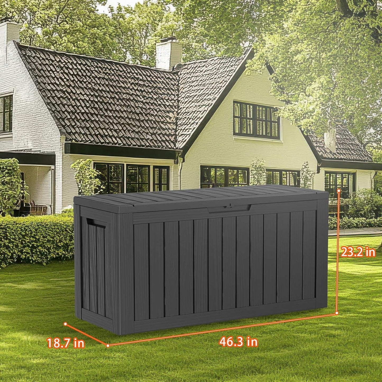 DRATO 80 Gallon Deck Box, Outdoor Storage Box for Patio Furniture, Patio Cushions, Gardening Tools, Pool Supplies 480lbs Weight Capacity,Waterproof Resin Storage Boxes