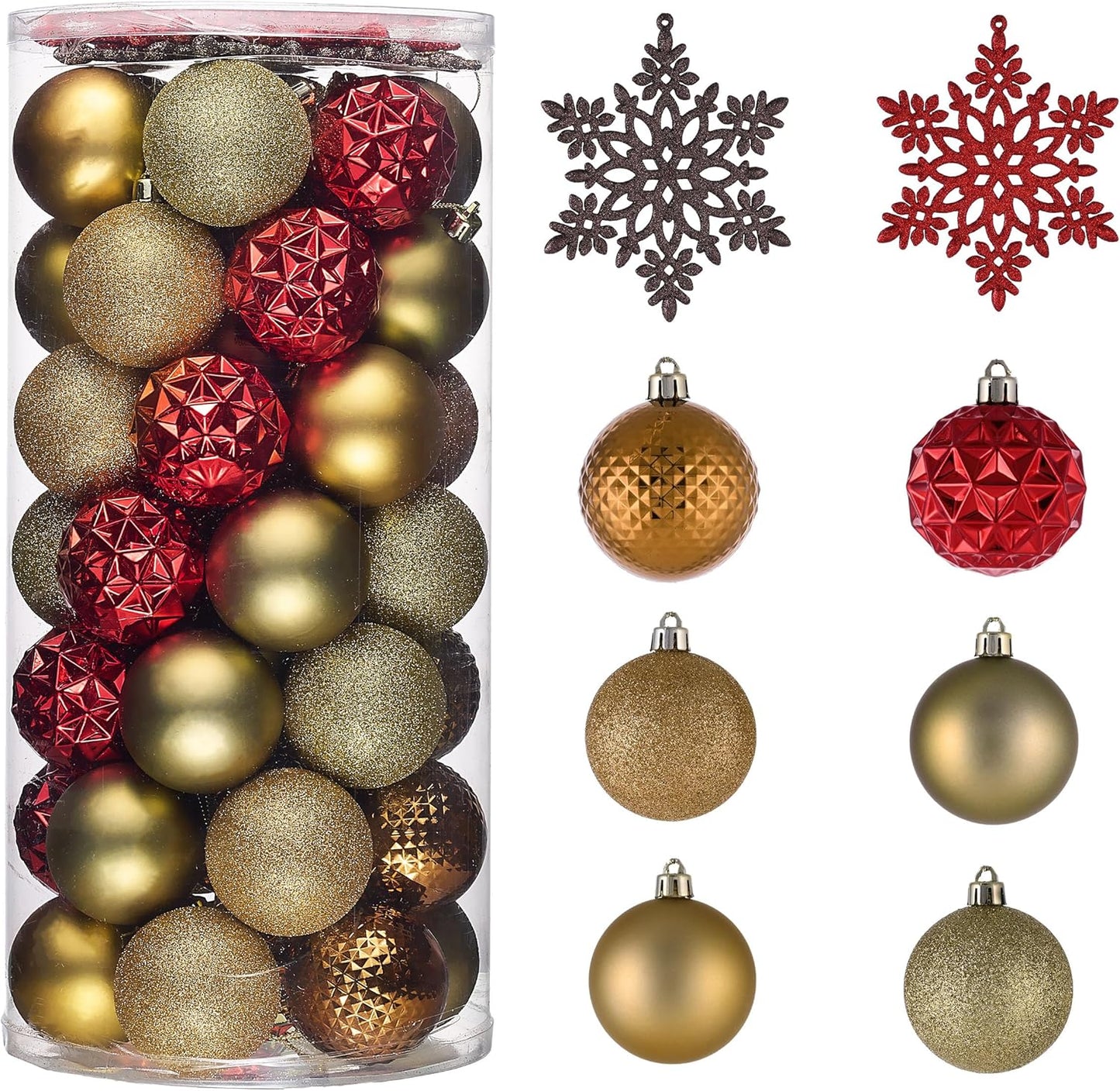 Valery Madelyn Christmas Tree Decorations Ornament Set for Fall Halloween, 50ct 2.36 Inches Red and Brown Shatterproof Christmas Ball Ornaments Hanging Xmas Holiday Party Decor