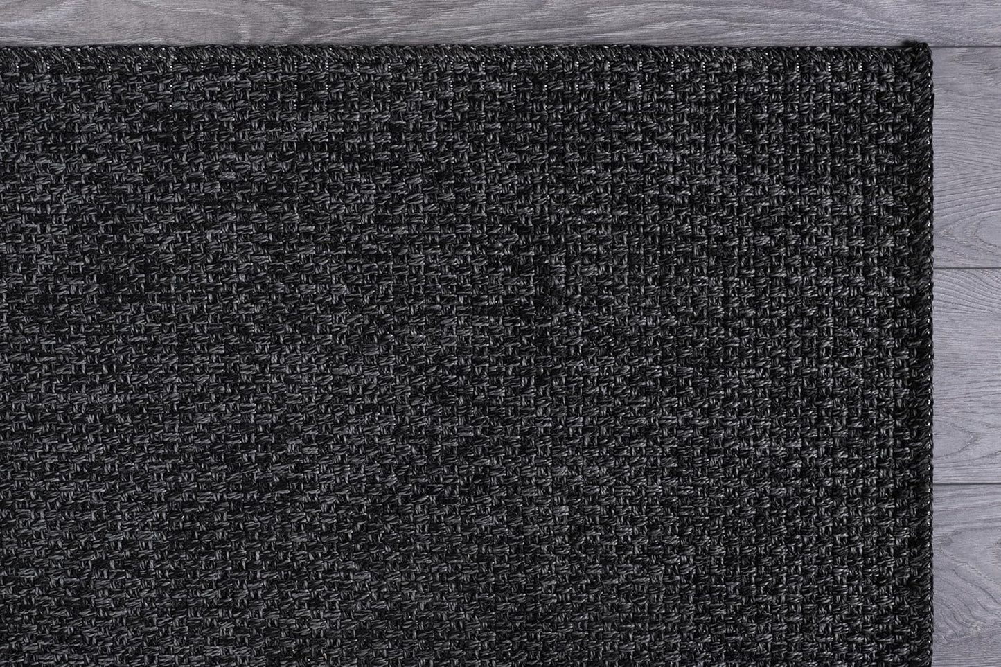 CAMILSON Easy Jute Rug 9x12, Indoor Outdoor Dark Gray Black Farmhouse Area Rugs for Living Room Patio and Kitchen Rug Solid Boho Woven Design Easy-Cleaning Washable Outside Carpet Alfombras (9 x 12)