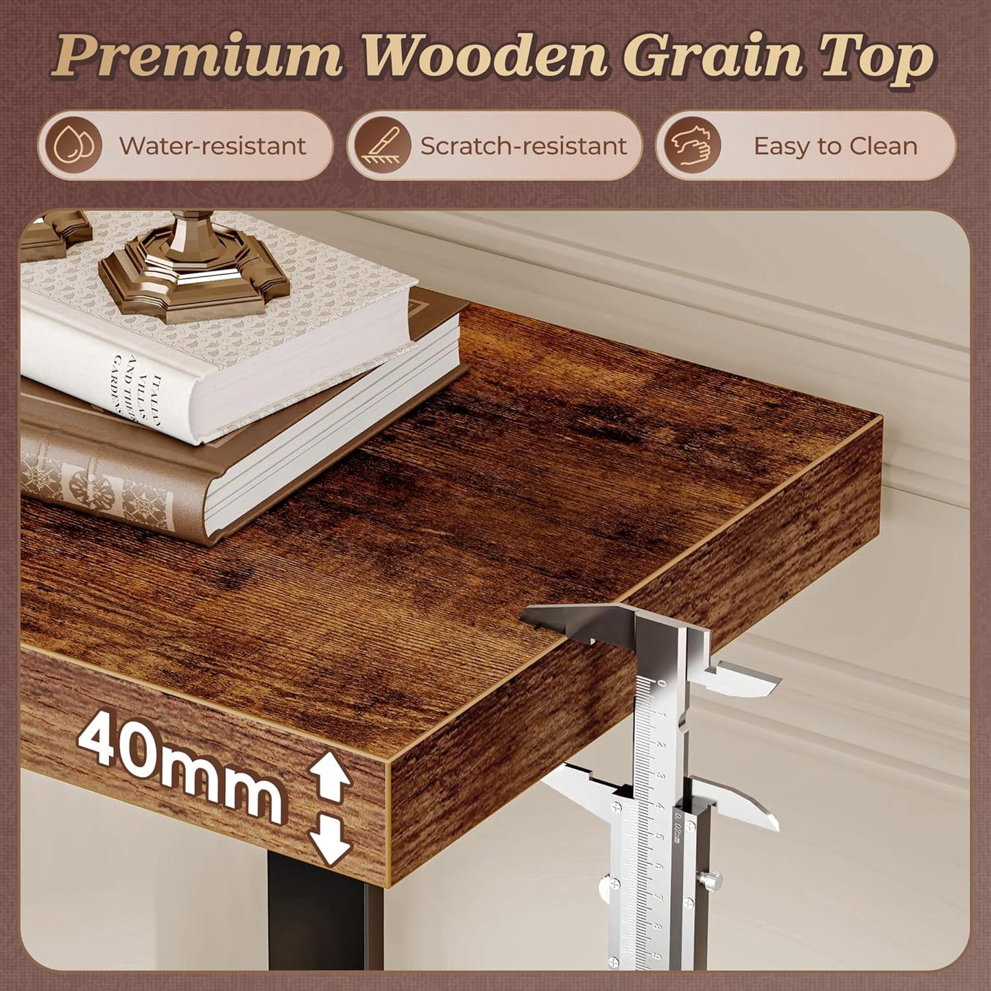 Huuger 47.2 Inch Entryway Table, 2-Tier Industrial Console Sofa Table, Accent Table with Storage, for Entry, Hallway, Entrance, Foyer, T-Shaped Metal Frame, Rustic Brown