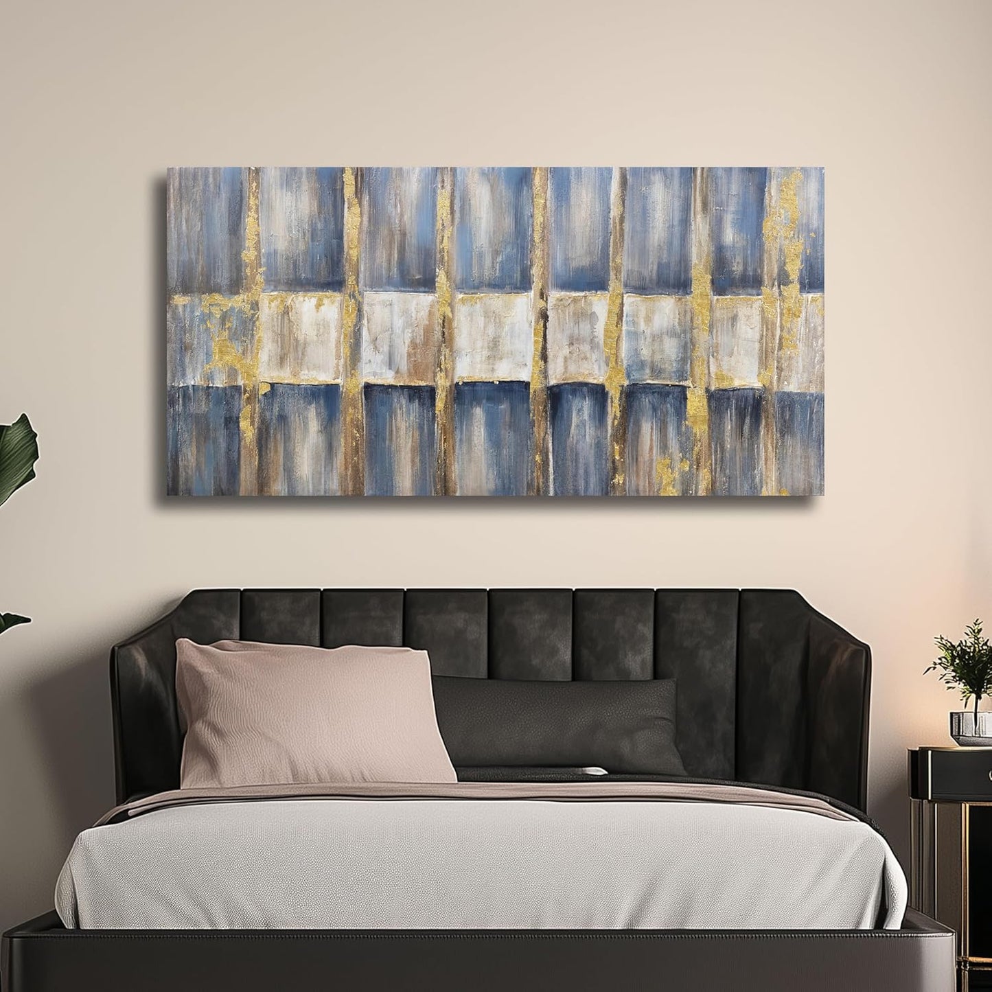 Belmrxne Abstract Art Blue and White Wall Decor Contemporary Unique Wall Art Motivational Canvas Painting Artwork for Living Room Bedroom Dining Room Office Home Decor 20x40inch