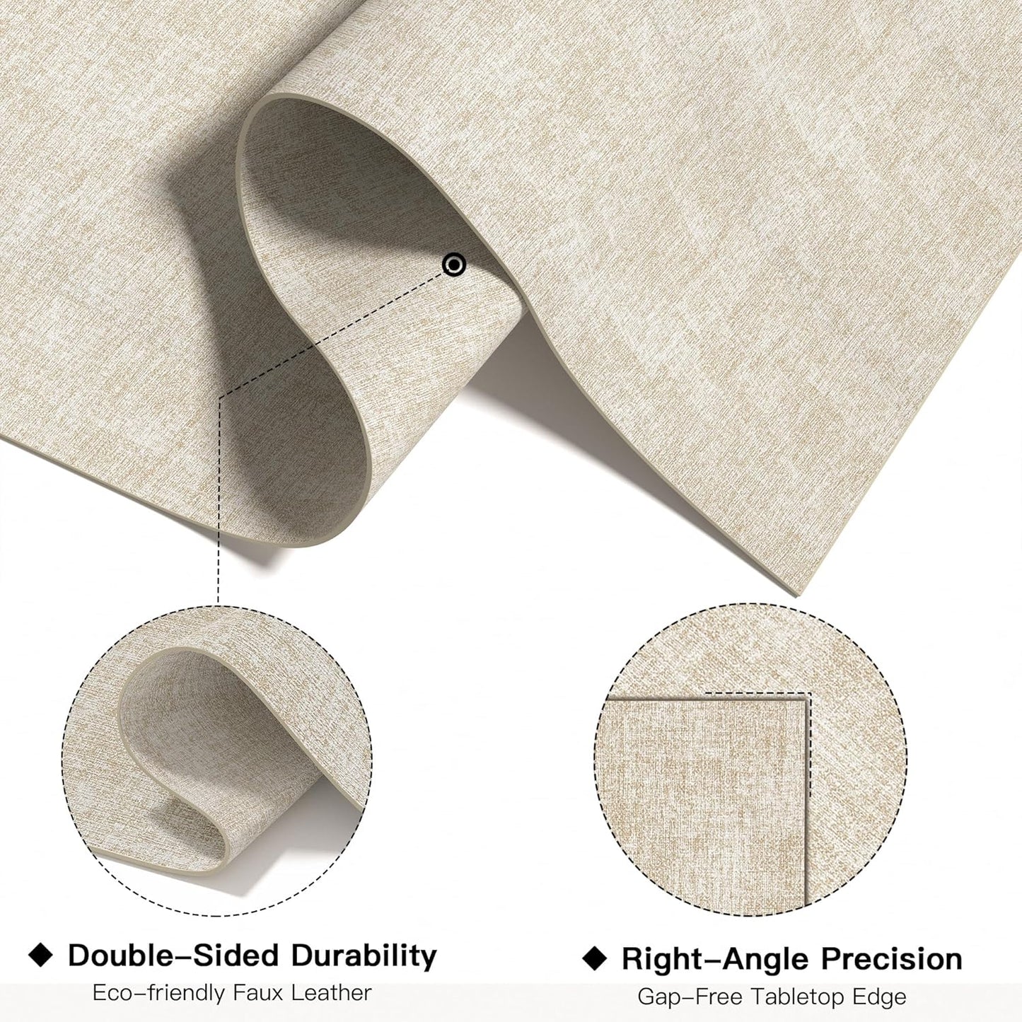DOLOPL Placemats Set of 6, Reversible Wipeable & Heat Resistant Place Mats, Modern Faux Leather Table Mats for Kitchen, Neutral Waterproof Tablemats for Dining Table Decor, Wedding, Party(Beige)