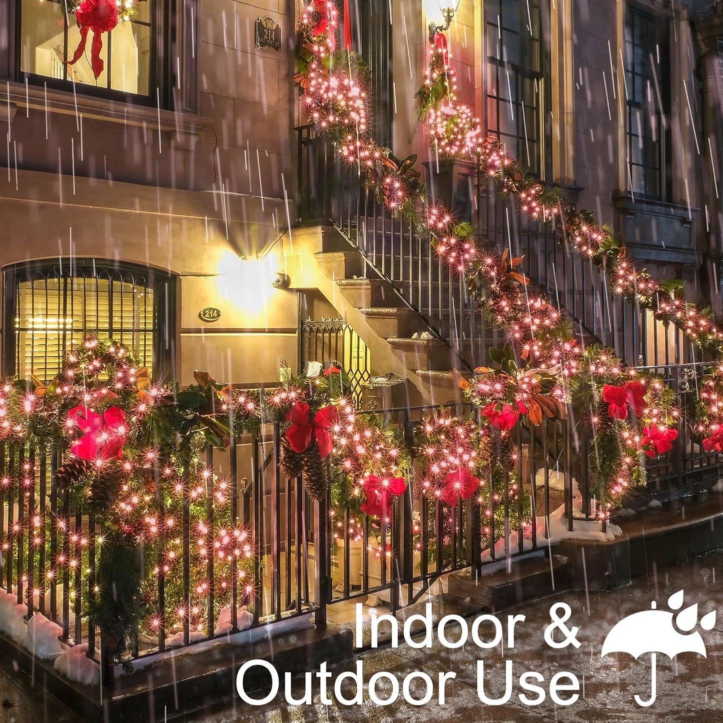 BrizLabs Pink Christmas Lights, 69.6ft 300 Count Pink String Lights Connectable, UL Certified Incandescent Christmas Lights Green Cord, Outdoor Mini Lights Set for Indoor Xmas Party Garden Patio