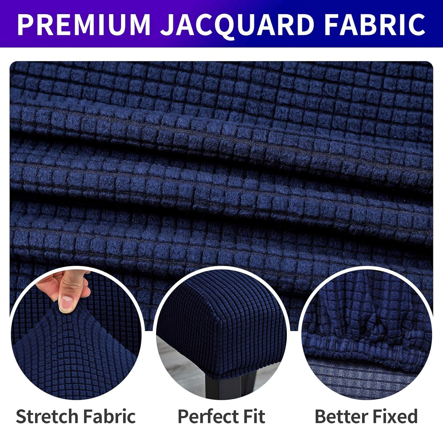 Howhic Stretch Chair Covers for Dining Room Set of 4, Removable Washable Dining Room Chair Covers, Dining Chair Slipcovers Seat Protector, Great Home Decor and Banquet Upholstery (Navy, 4 Pack)