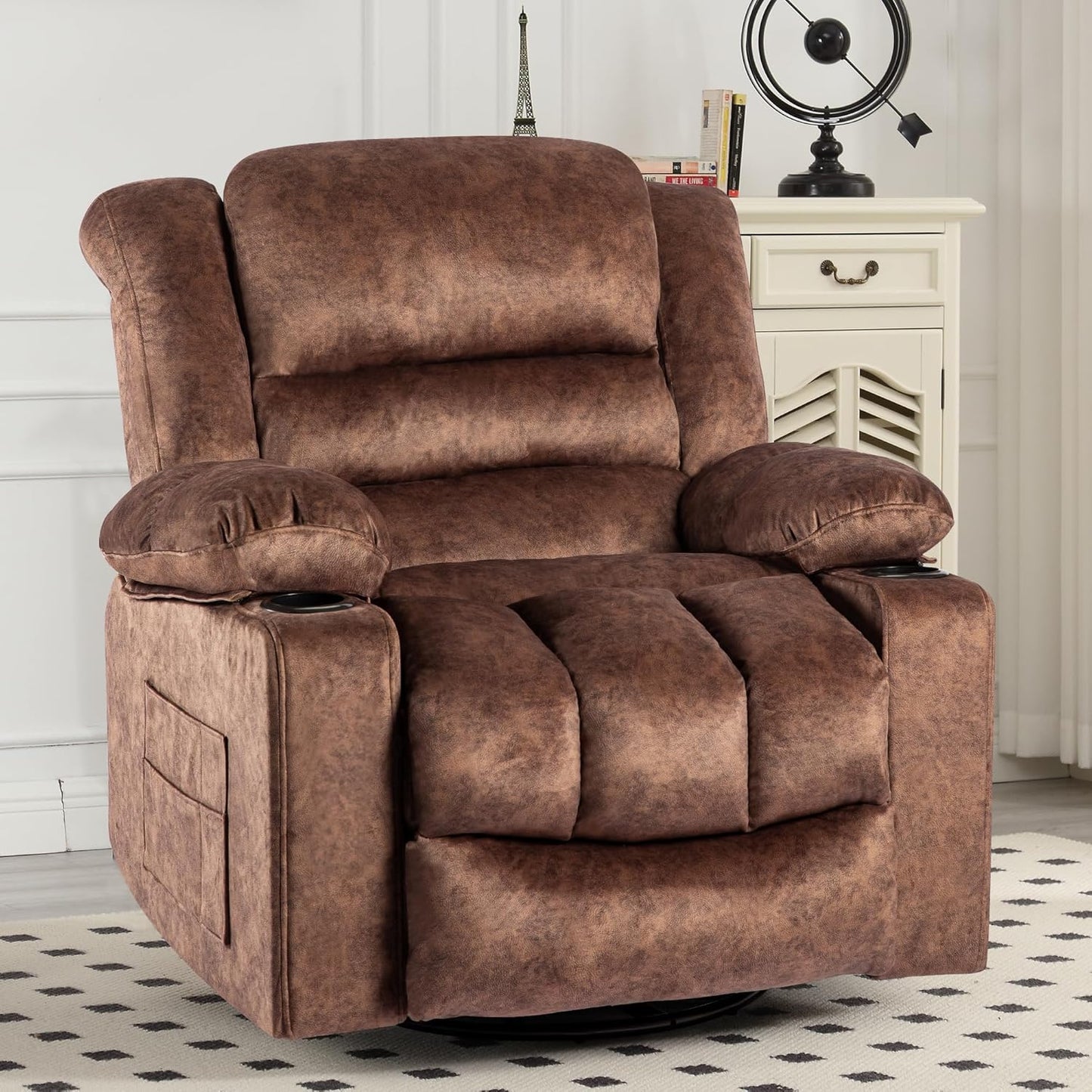 Recliner Chair Rocker Modern Ergonomic Lounge 360 Degree Swivel Single Sofa Seat Living Room Lounge Recliners on Clearance Foam Filling