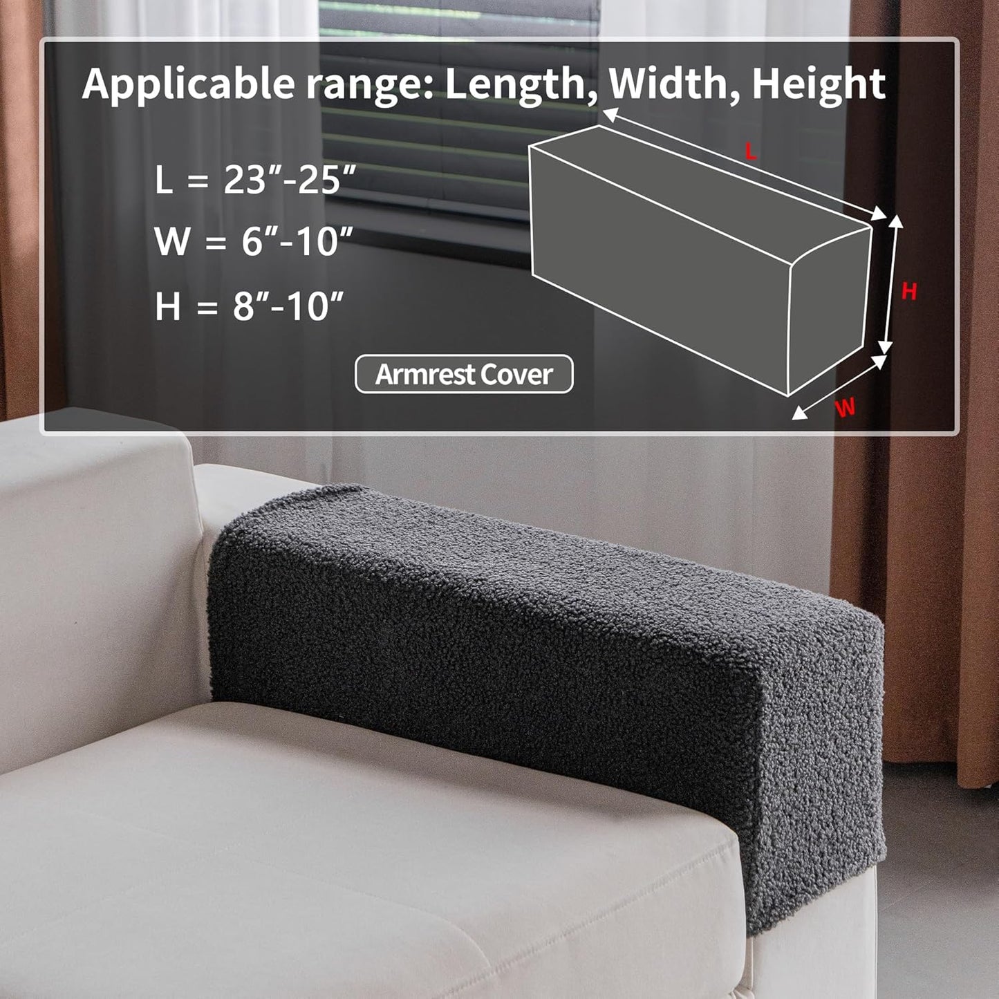 Couch Cushion Covers for Sectional Sofa, Stretch Soft Sofa Slipcovers Washable Wear-Resistant Universal Furniture Protector for Living Room(1 Piece Armrest Cover, Dark Gray)