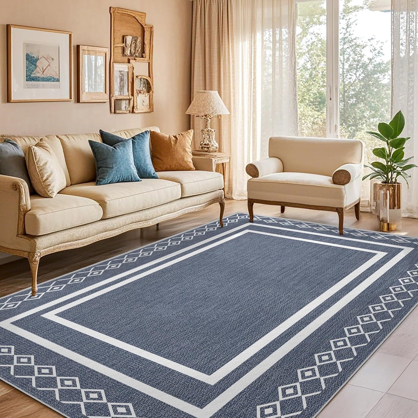 Outdoor Patio Rug, Outside Rectangular Carpet, Moroccan Geometric Rugs, Washable Large Indoor Outdoor Rug 8x10 Mats for RV, Picnic, Backyard, Deck, Balcony, Porch, Beach