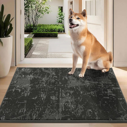 BEQHAUSE Dirt Trapper Door Mat 24"x36" Non-Slip Door Mats Washable Entryway Rugs Stain Resistant Doormat Absorbent Welcome Floor Mat for Front Back Door, Muddy Wet Shoes & Paws,Dark Grey