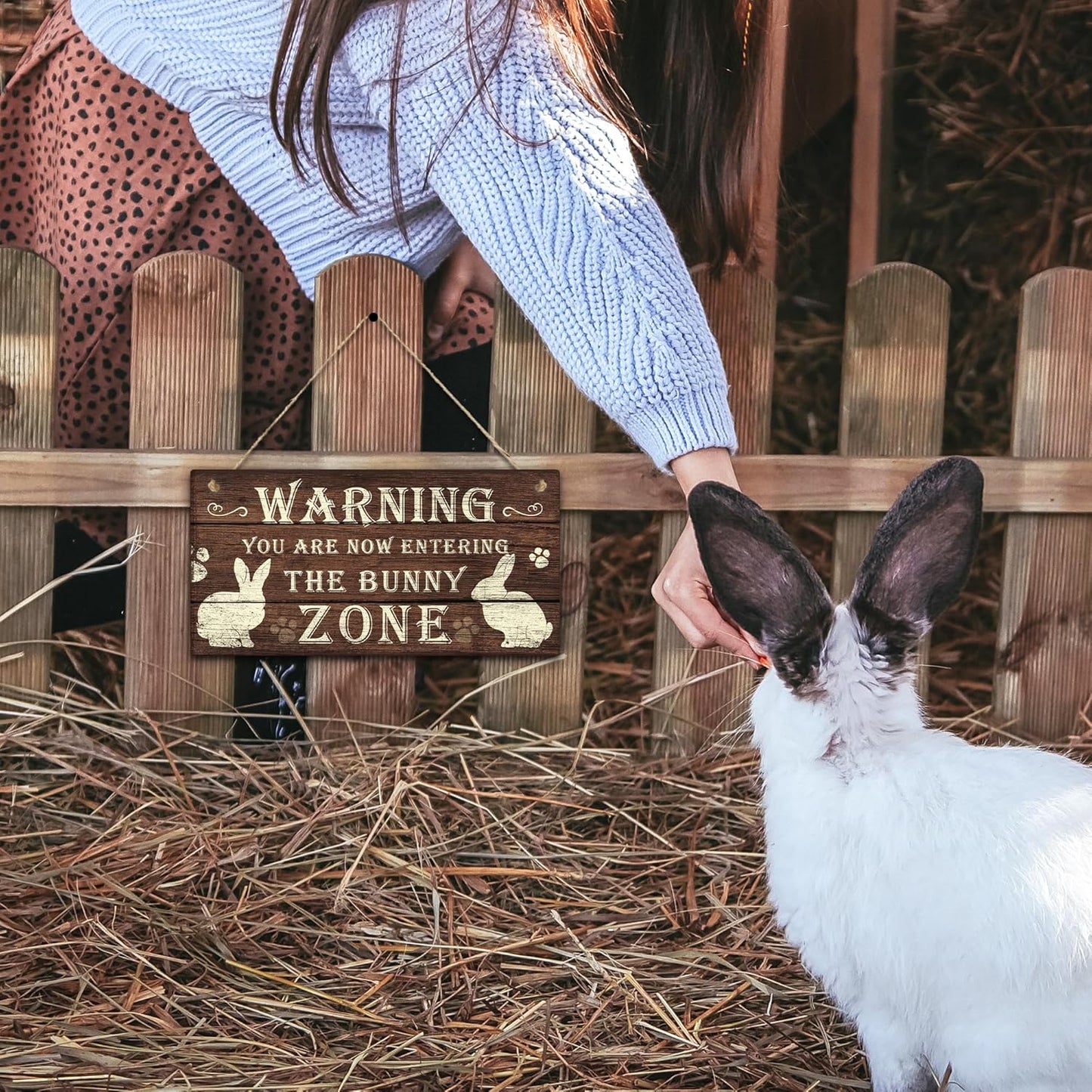 Putuo Decor Funny Rabbit Sign Bunny Rabbit Home Decor Gift Bunny Mom Bunny Lover 12 x 6 Inch (The Bunny Zone) Easter Decorations