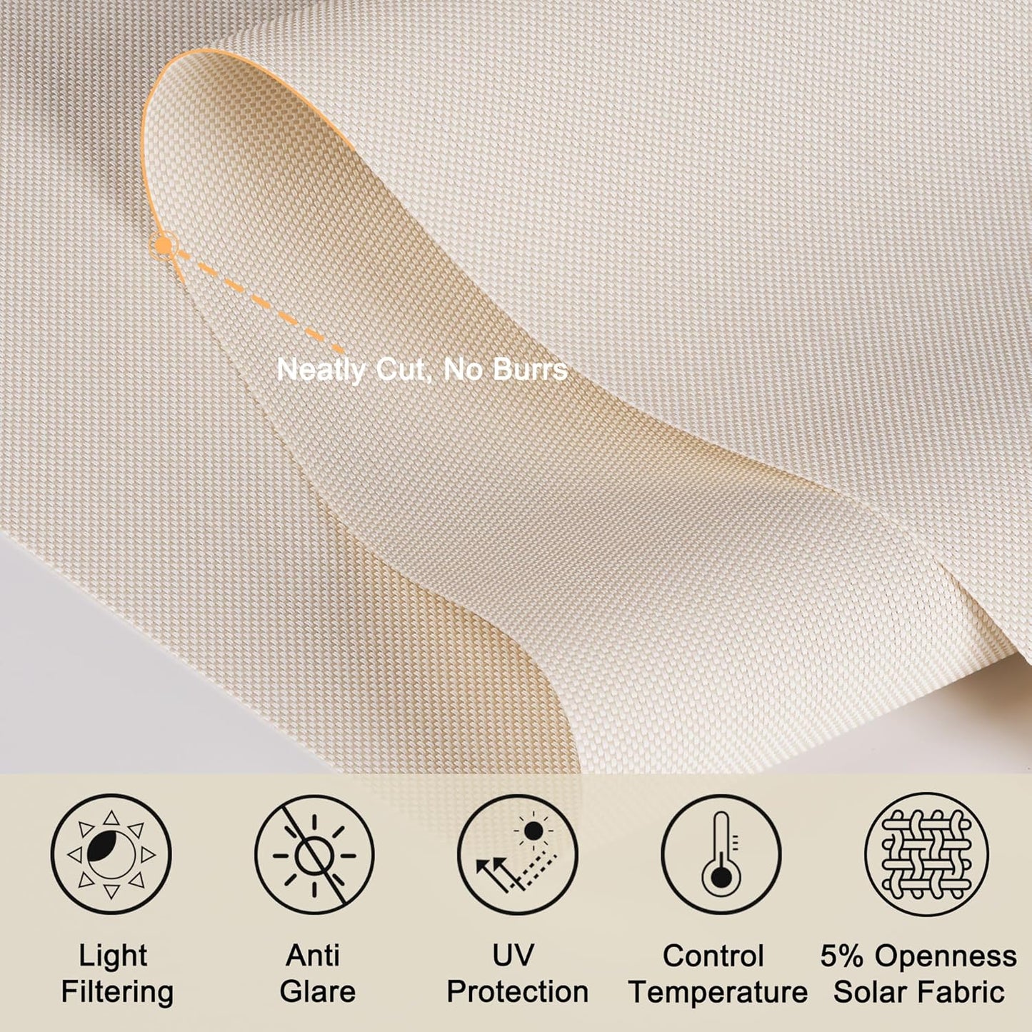 Custom Light Filtering Roller Shades for Windows 5% Openness Solar Shades UV Protection Light Filtering Blinds Heat Insulated Roller Blinds Solar Window Shades for Home Office Door,Beige