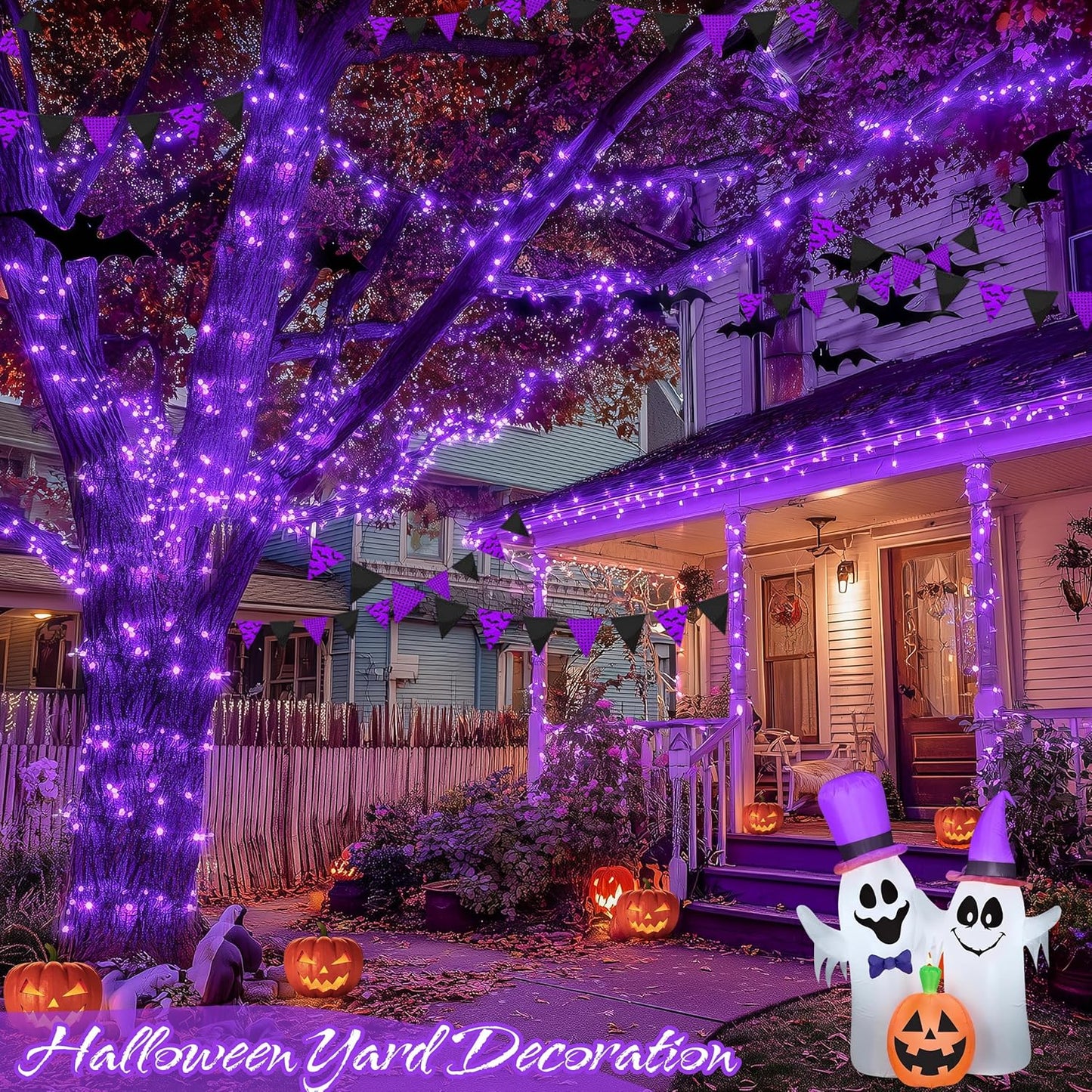 JMEXSUSS 200 LED 66ft Purple Halloween Lights, Connectable Halloween String Lights Plug in, 8 Modes Outdoor Christmas Tree Light for Patio Party Indoor Christmas Ceiling Room Decor