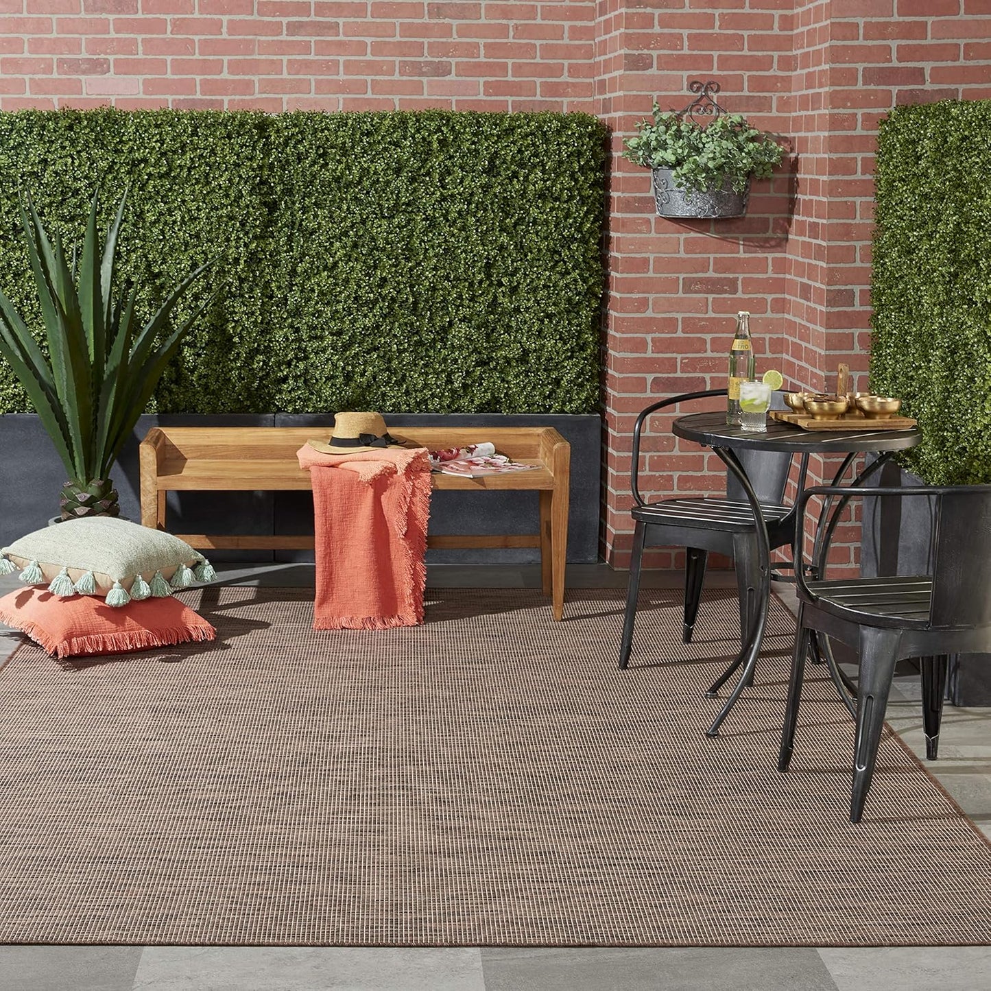 Nourison Positano Indoor-Outdoor Natural 8' x 10' Area Rug, Easy Cleaning, Non Shedding, Bed Room, Living Room, Dining Room, Backyard, Deck, Patio (8x10)