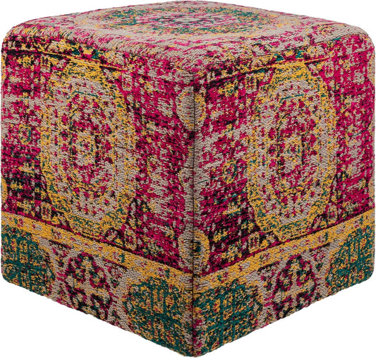 Mark&Day Pouf Ottoman, Kaltenleutgeben Traditional Bright Pink Cube Pouf Foot Rest for Living Room, Bedroom and Boho Home Decor (18"x18"x18")