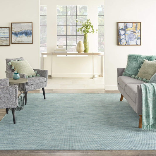 Nourison Home Positano 5' x 7' Aqua Fabric Modern Area Rug (5' x 7')