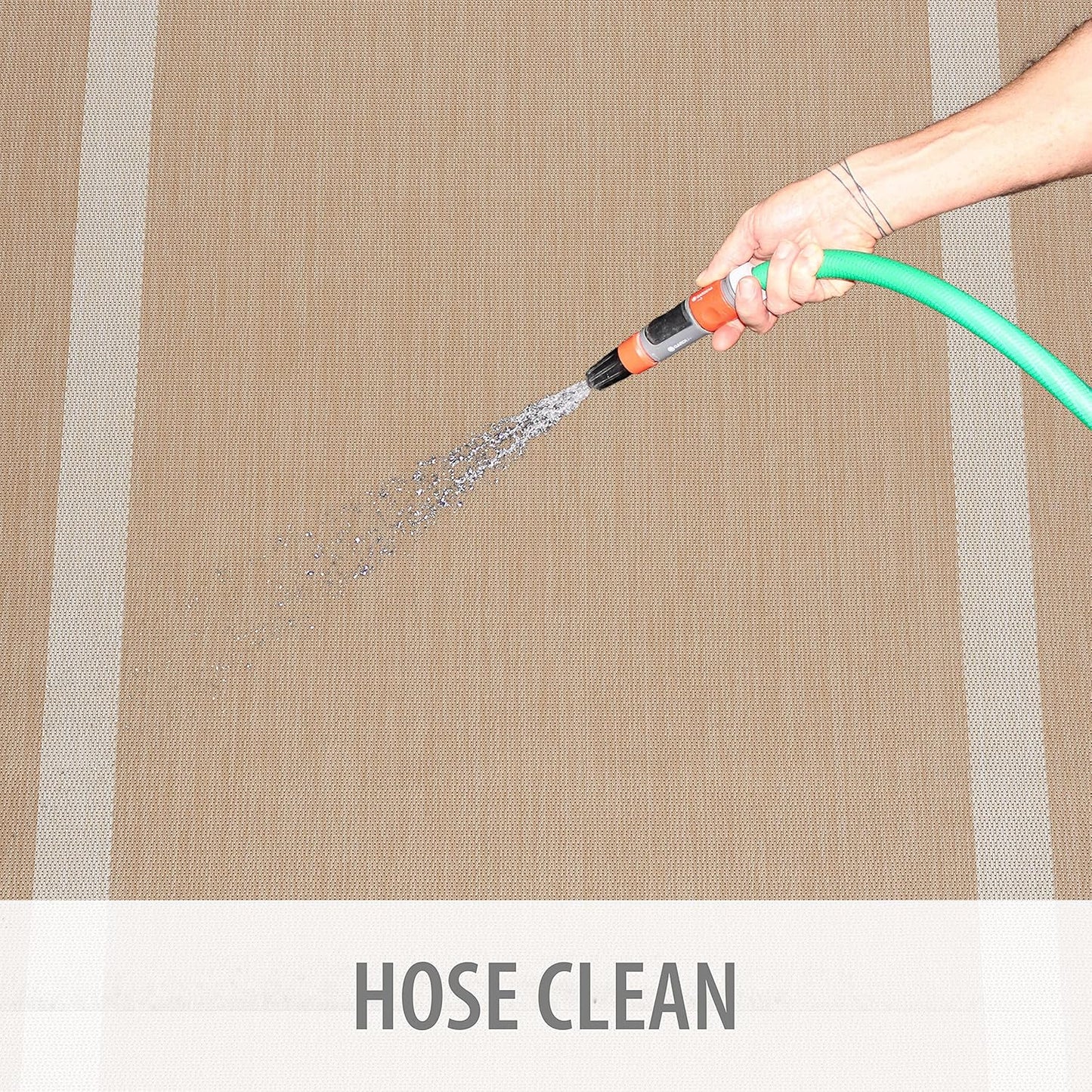 CAMILSON Outdoor Rug 9x12, Large Modern Outside Rugs for Patios Porches Waterproof Durable Washable Non-Shedding, Easy-to-Clean Indoor Outdoor Area Carpet (9 x 12, Bordered - Beige/White)