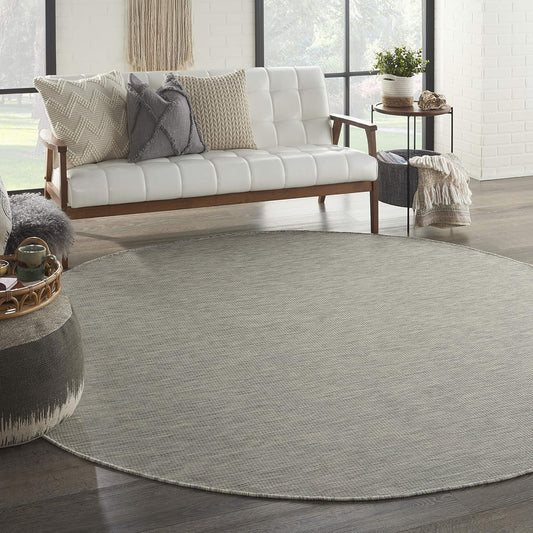 Nourison Home Positano 8' x Round Light Gray Fabric Modern Area Rug (8' Round)