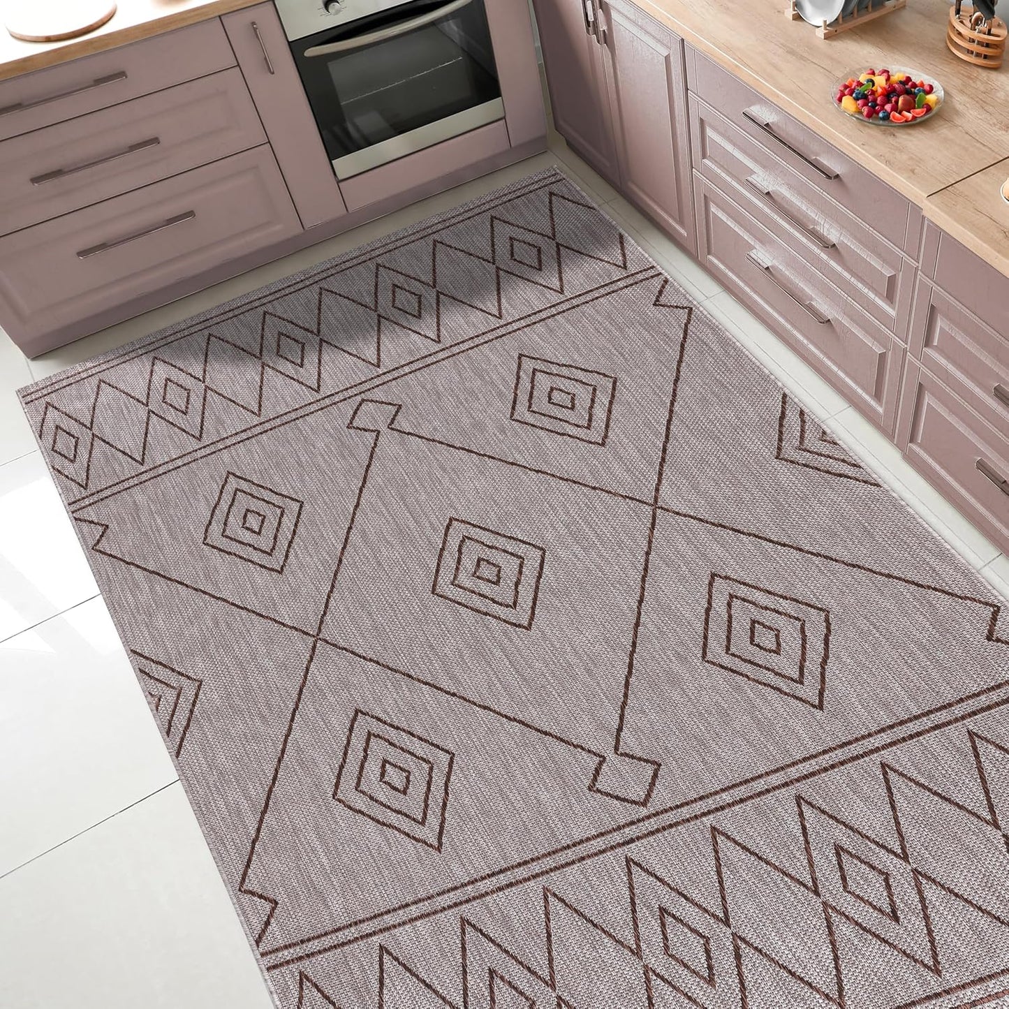 Keen Home Design Terrace Outdoor Area Rug - 4x6 Washable Indoor/Outdoor Rug for Patio, Kitchen, Balcony, Beach, Garden, Deck and Porch, Size: 3'10"x5'7"