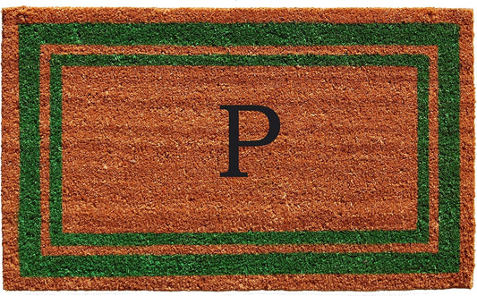 Calloway Mills Green Border 24" x 36" Monogram Doormat (Letter P)